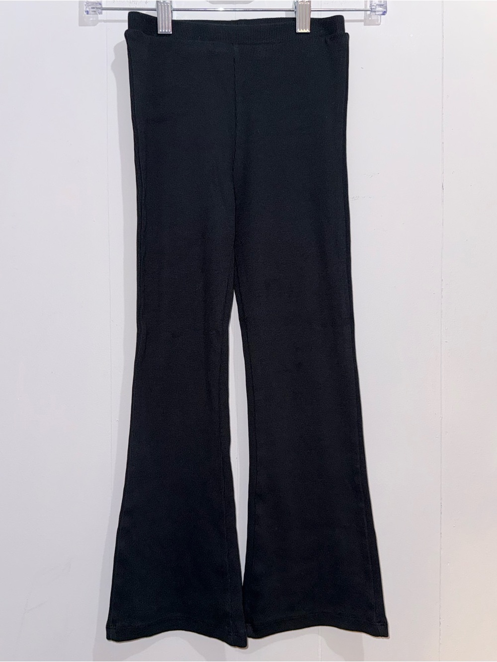 Jessica Simpson Girls Black Ribbed Flare Leggings Pants Size S (7) EUC
